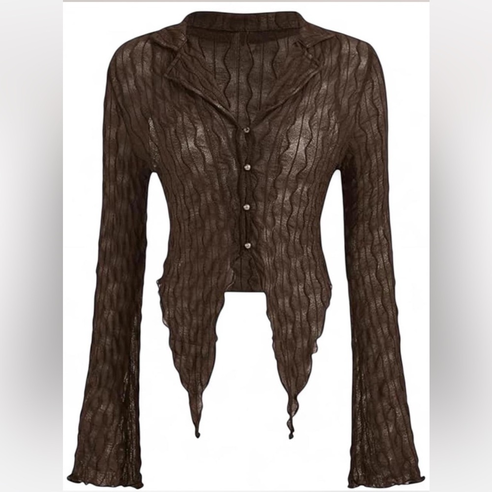 Women's Button Up Sheer Coquette Top